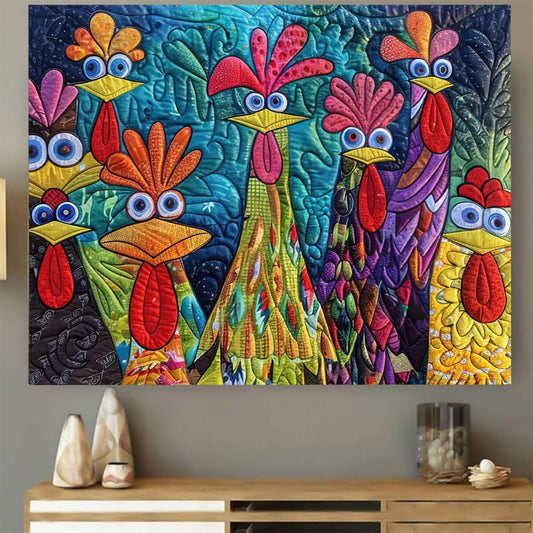 Whimsical Chickens - D385 - Gallery Wrapped Canvas Prints