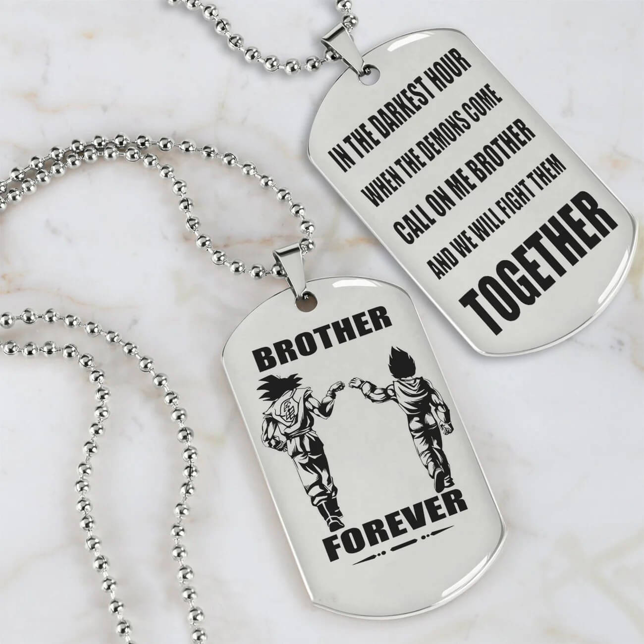 Viking Engraved Black Dog Tag - Double Sided Brother Forever Gift