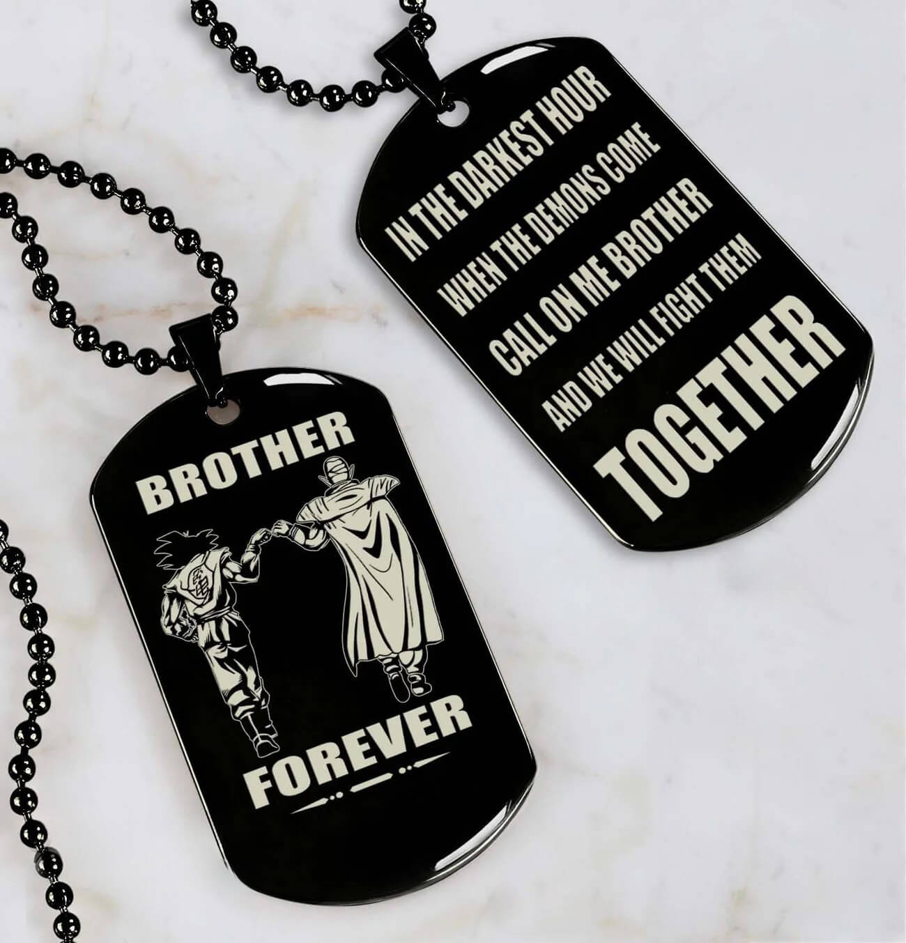 Viking Engraved Black Dog Tag - Double Sided Brother Forever Gift