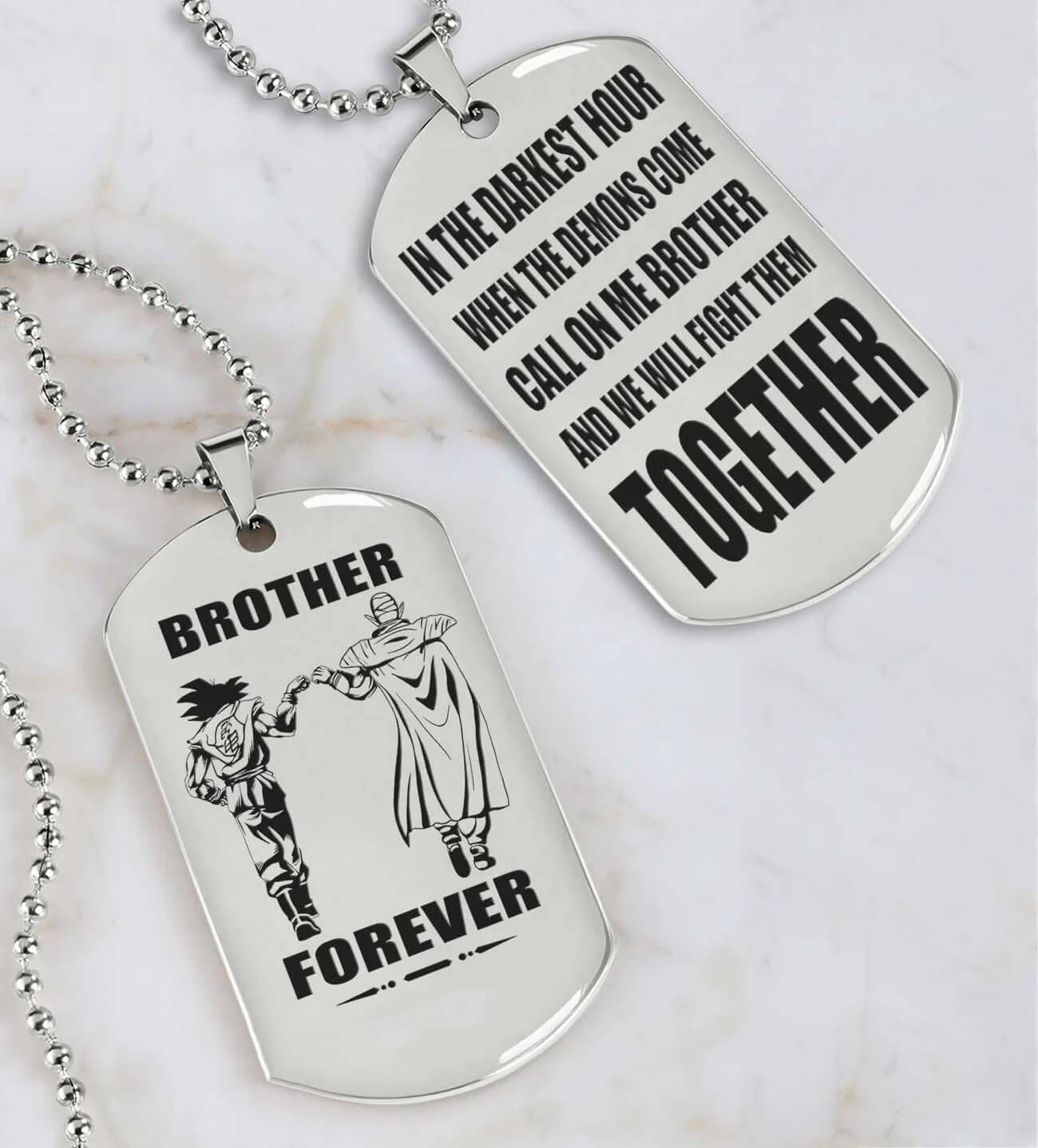 Viking Engraved Black Dog Tag - Double Sided Brother Forever Gift