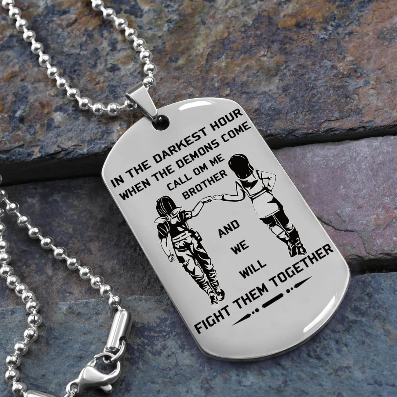 Viking Engraved Black Dog Tag - Double Sided Brother Forever Gift