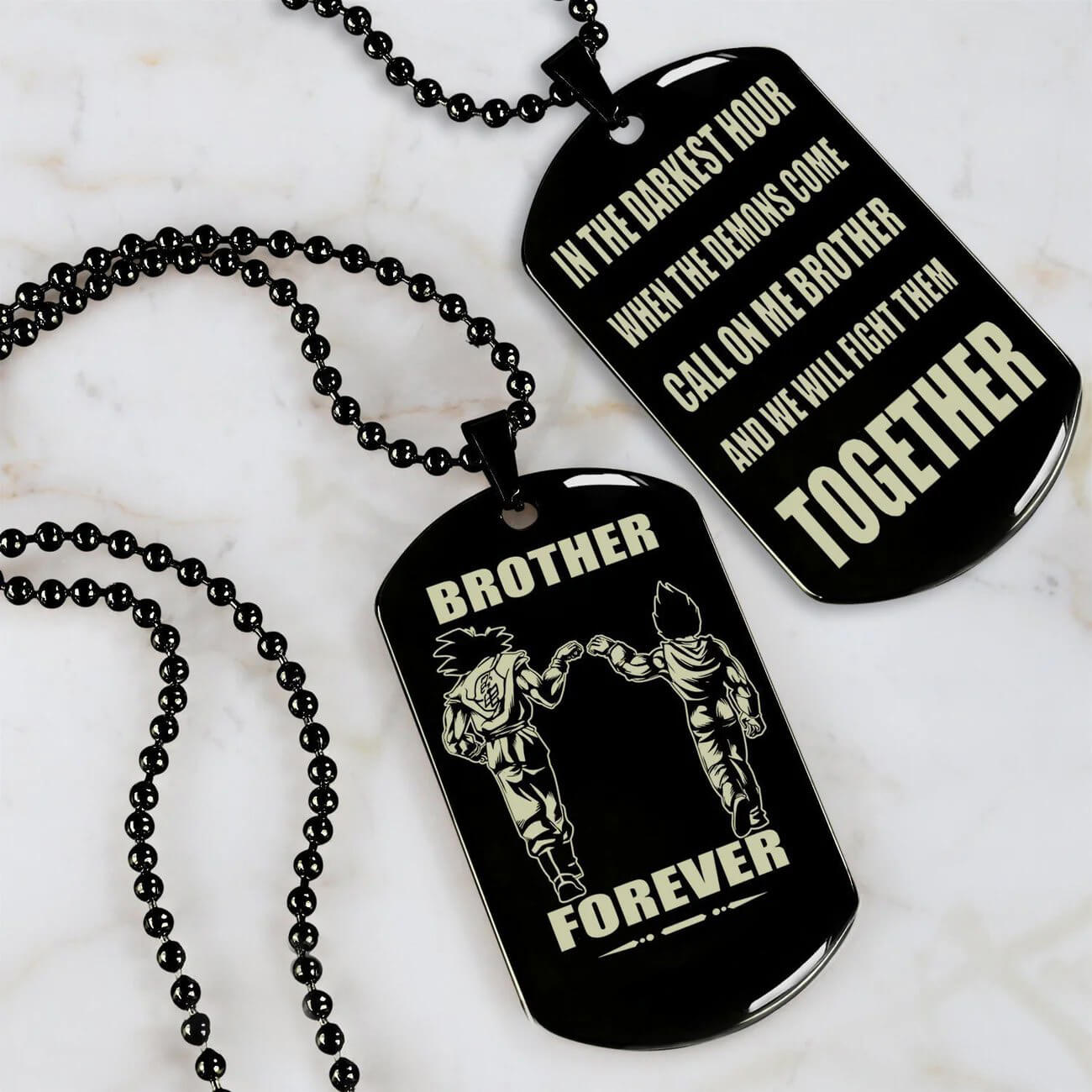 Viking Engraved Black Dog Tag - Double Sided Brother Forever Gift