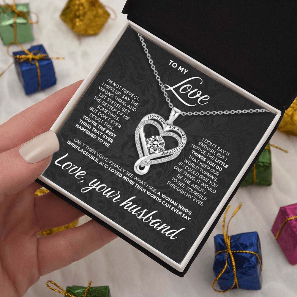 Engraved Heart Necklace for Wife