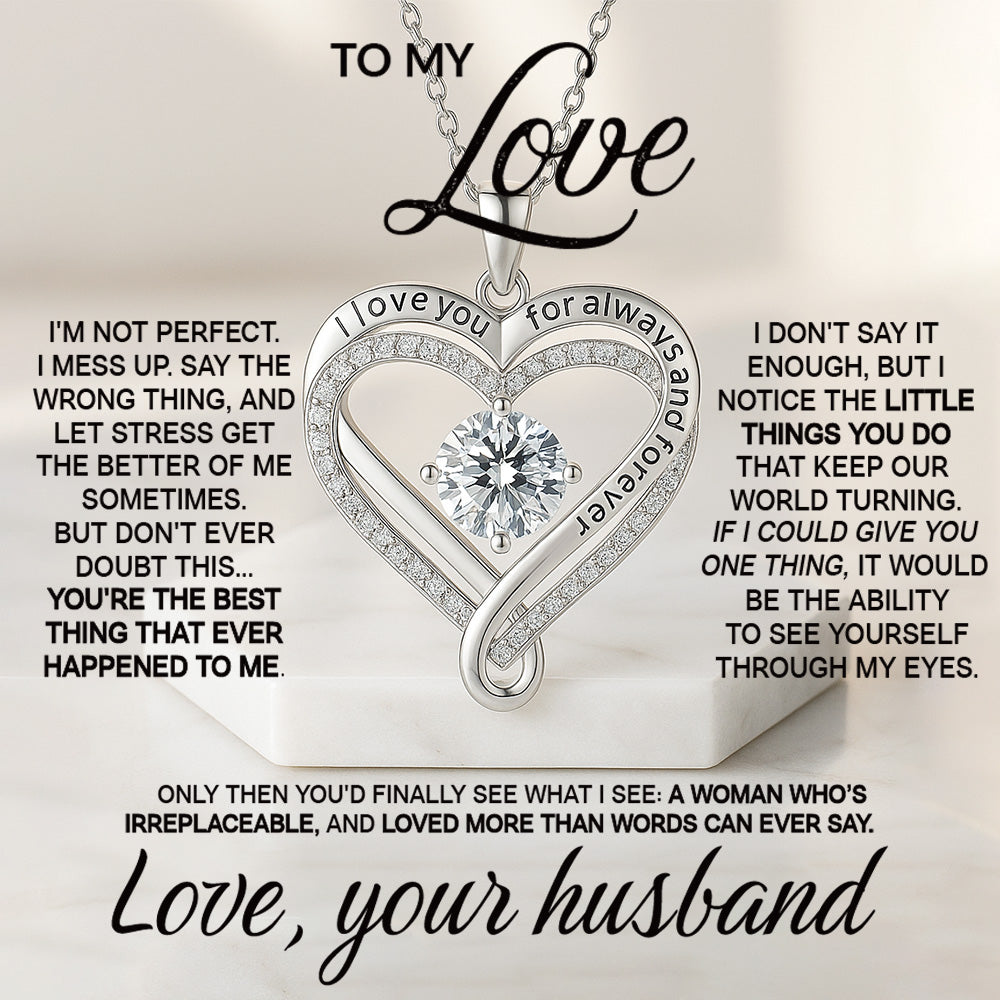 Engraved Heart Necklace for Wife