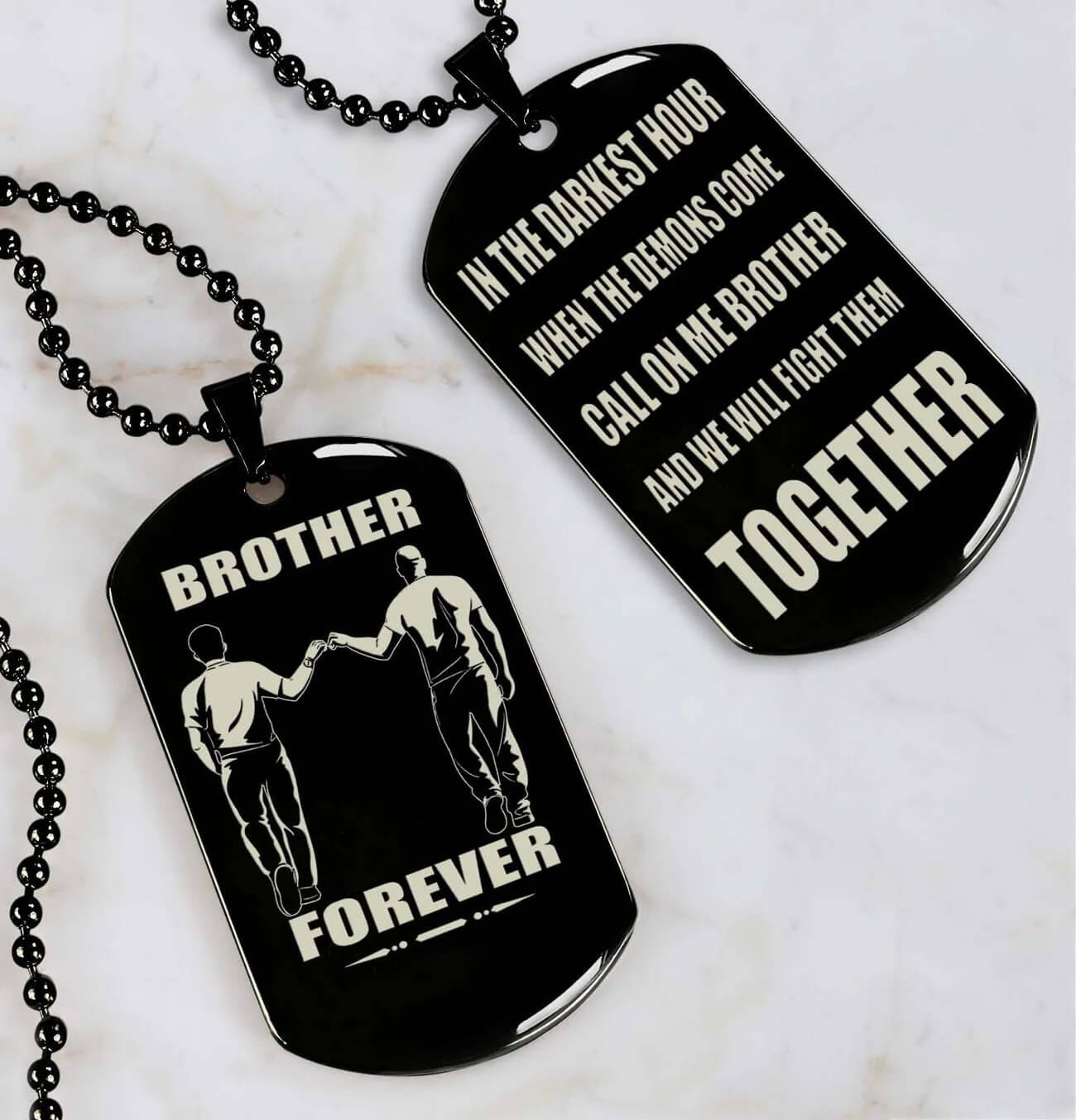 Viking Engraved Black Dog Tag - Double Sided Brother Forever Gift