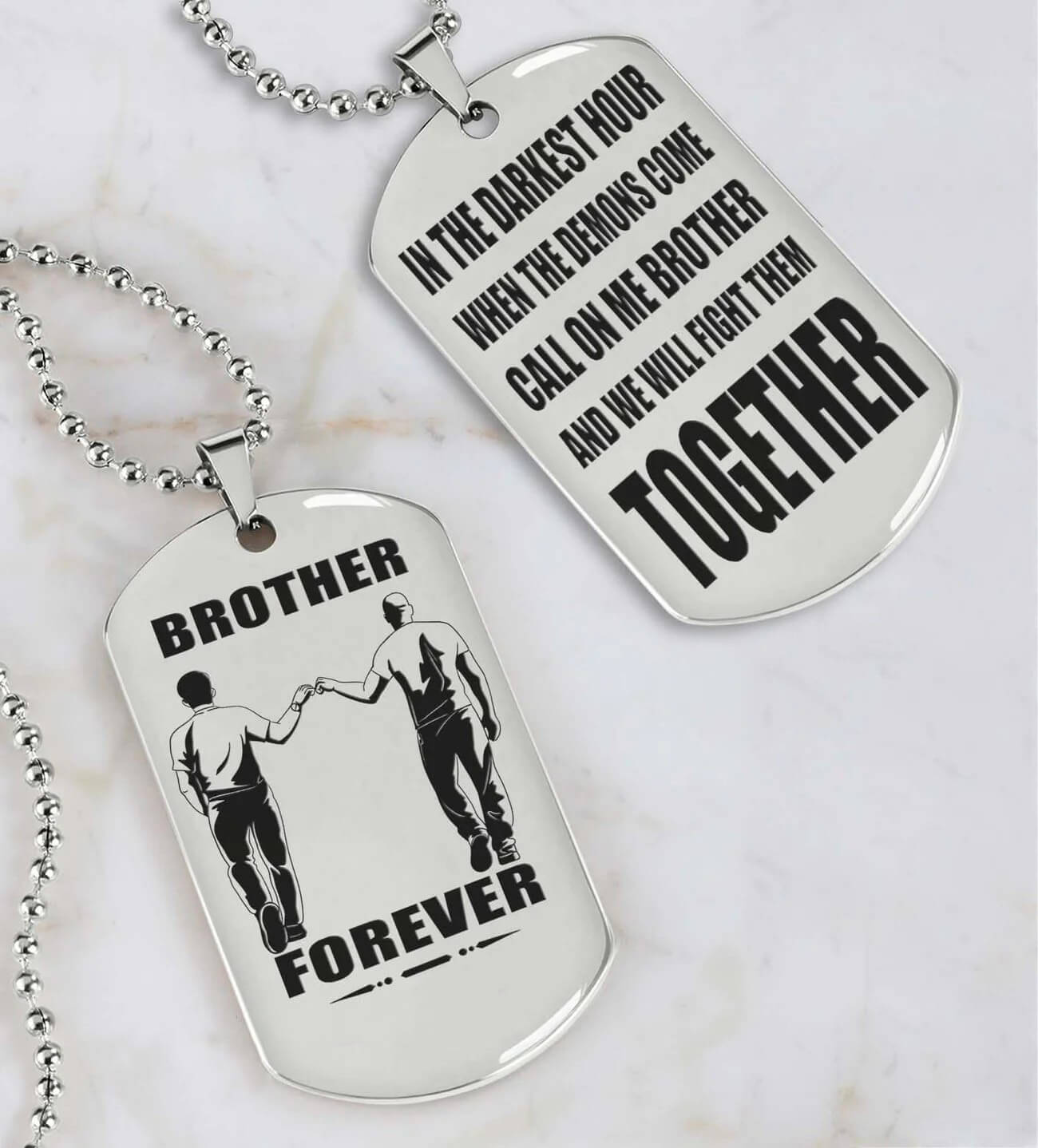 Viking Engraved Black Dog Tag - Double Sided Brother Forever Gift