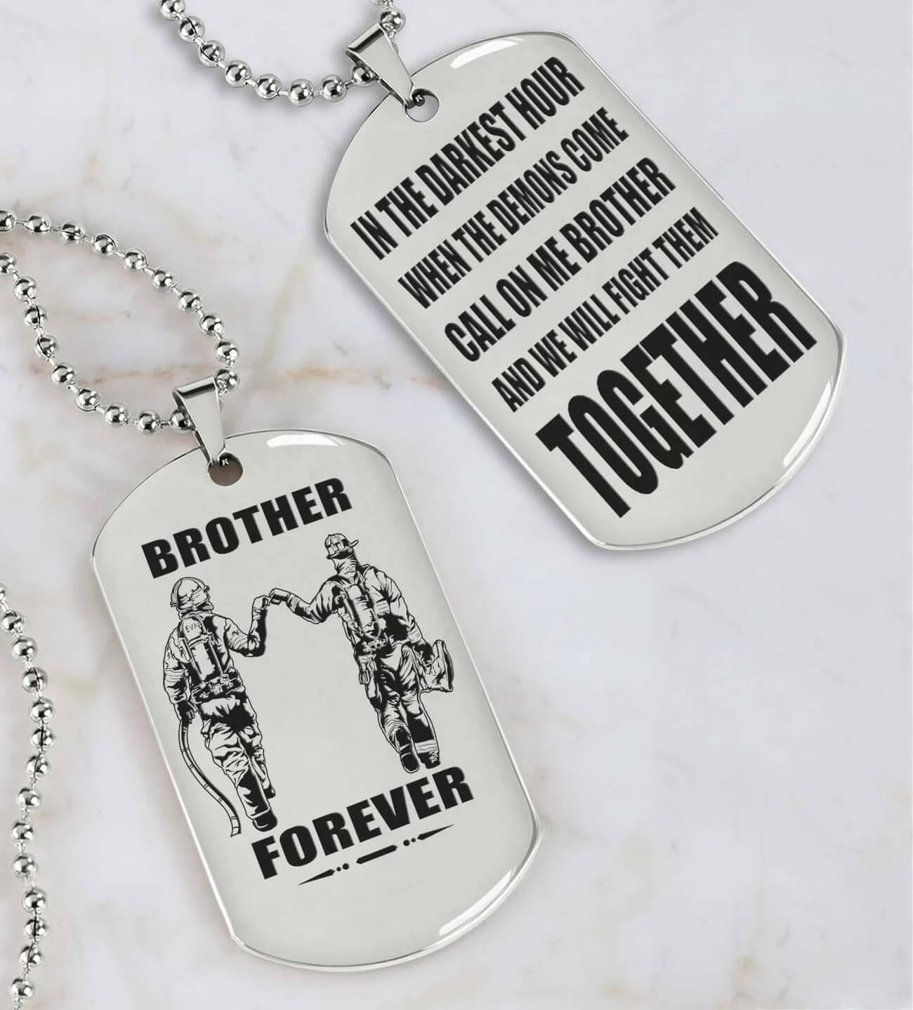 Viking Engraved Black Dog Tag - Double Sided Brother Forever Gift