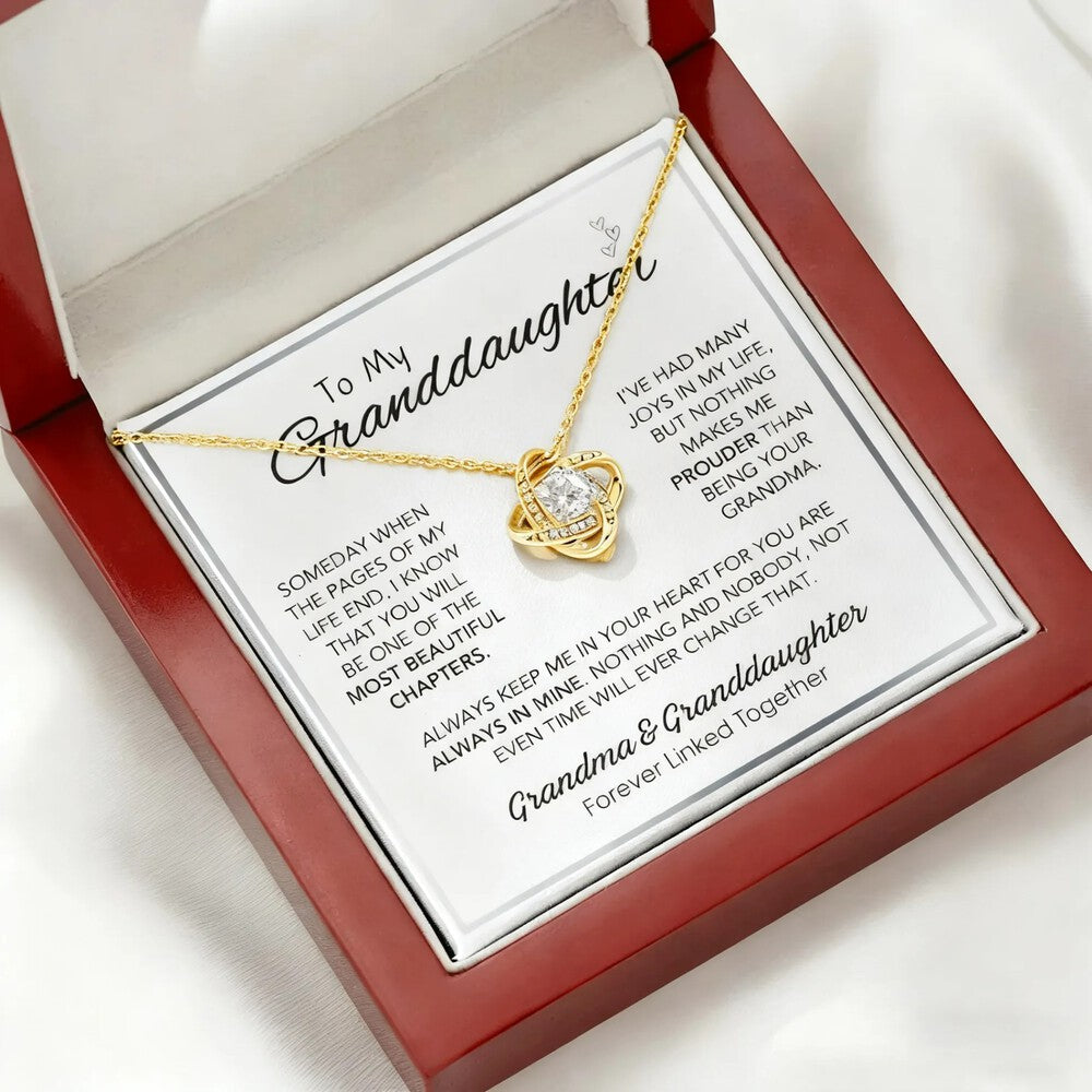 To My Granddaughter - Forever Linked Together - Love Knot Necklace