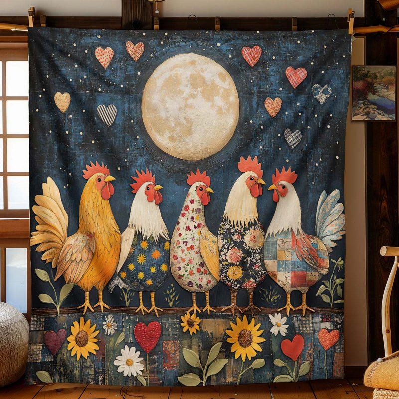 Moonlit Roosters Blanket - H197 - Premium Blanket