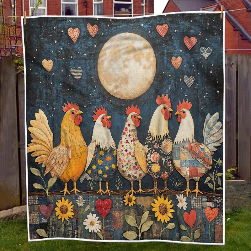 Moonlit Roosters Blanket - H197 - Premium Blanket