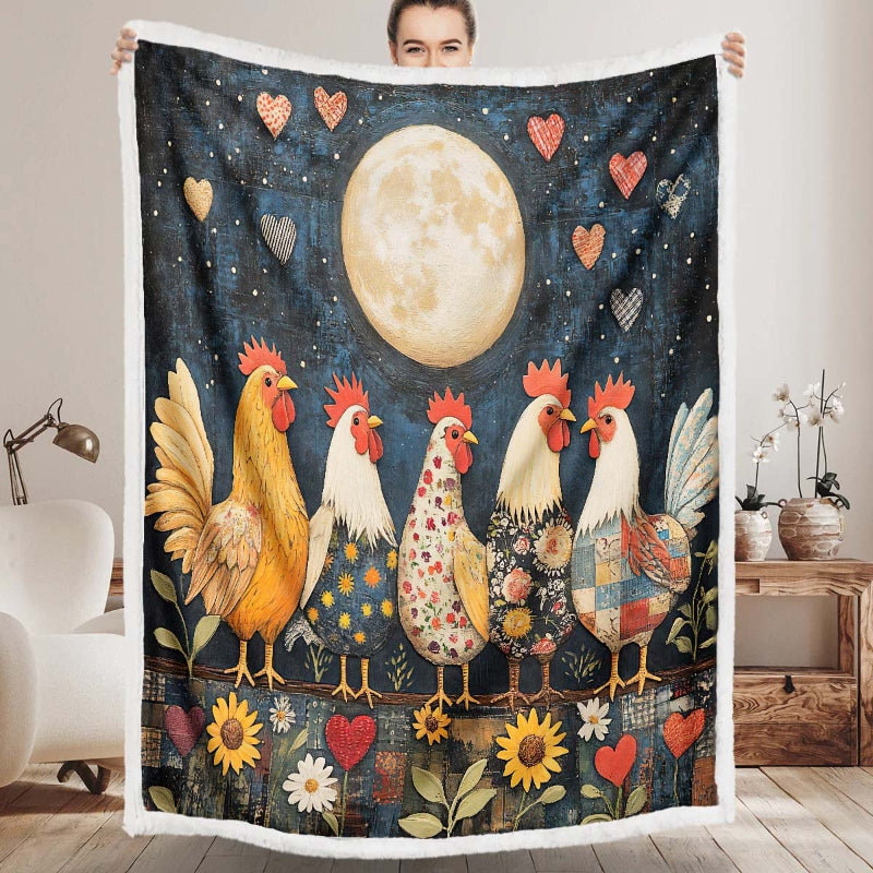 Moonlit Roosters Blanket - H197 - Premium Blanket