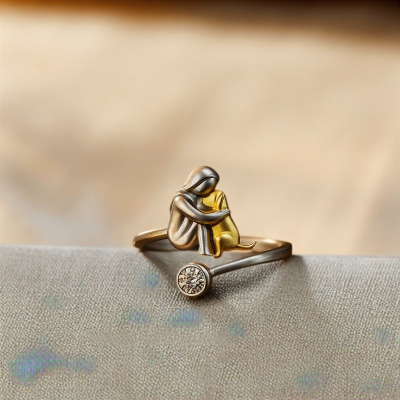 925 Sterling Silver Dog Ring wit Zirconia – Adjustable