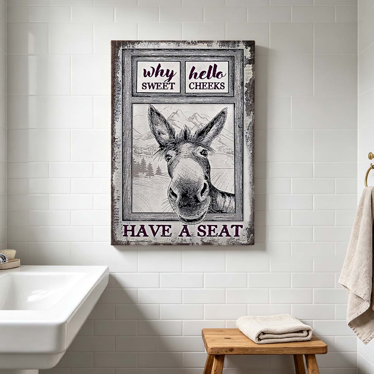 Vintage Donkey Humor Gallery Wrapped Canvas Prints - Have A Seat - VP020
