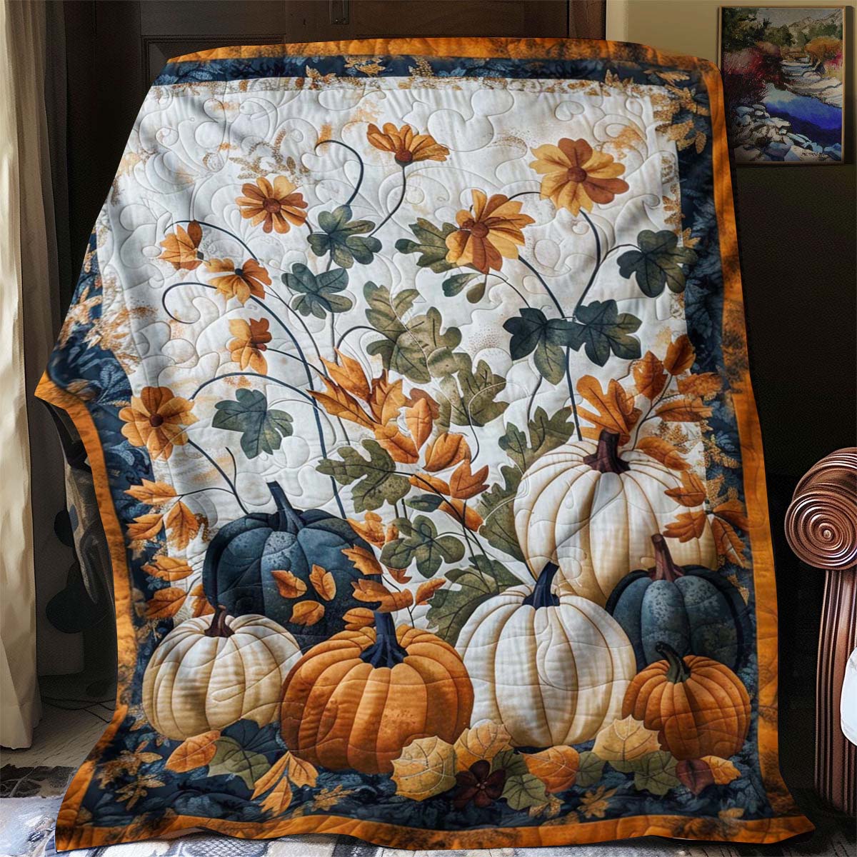 Garden Pumpkin Blanket - J020 - Premium Blanket