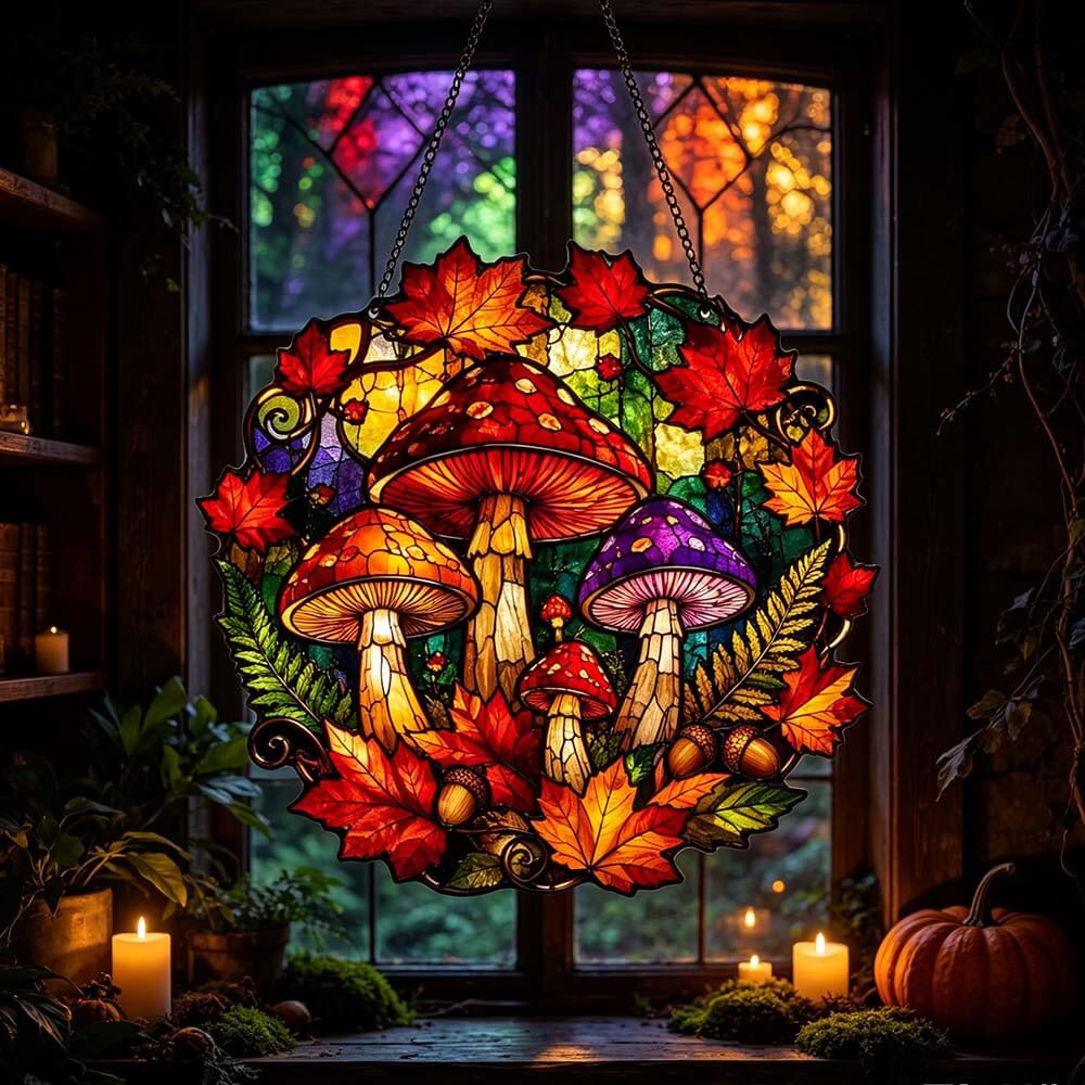 Autumn Mushroom Pumpkin - Acrylic Suncatcher