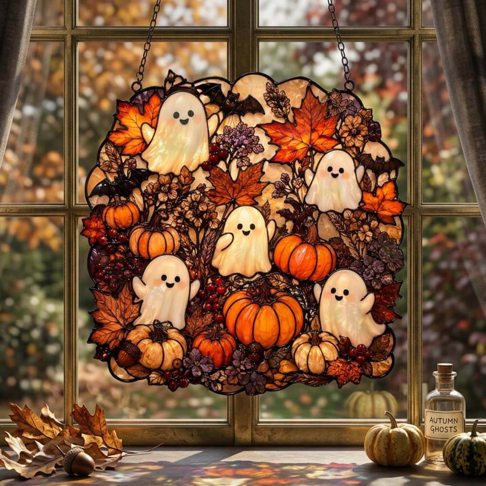 Halloween Ghost Pumpkin - Acrylic Suncatcher