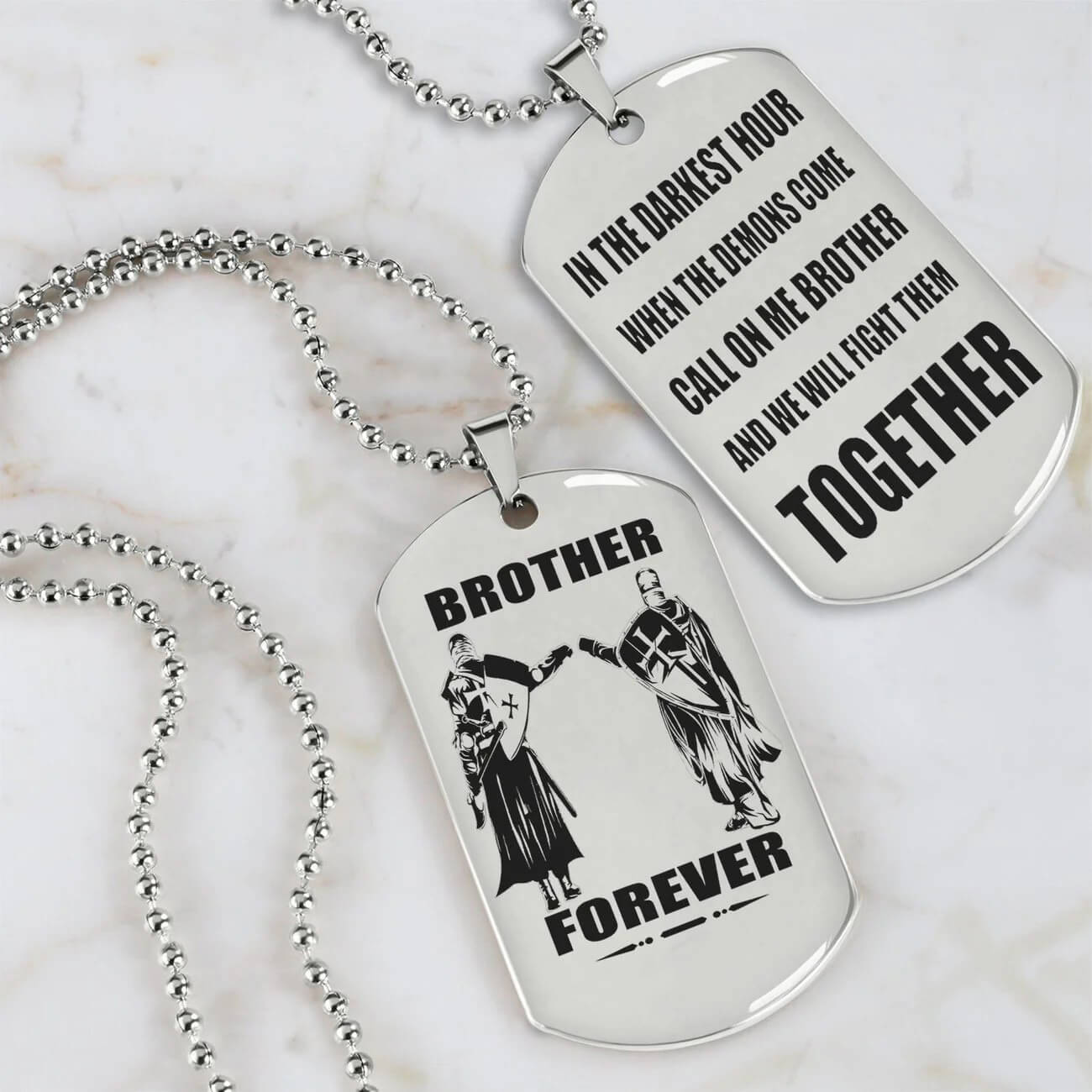 Viking Engraved Black Dog Tag - Double Sided Brother Forever Gift