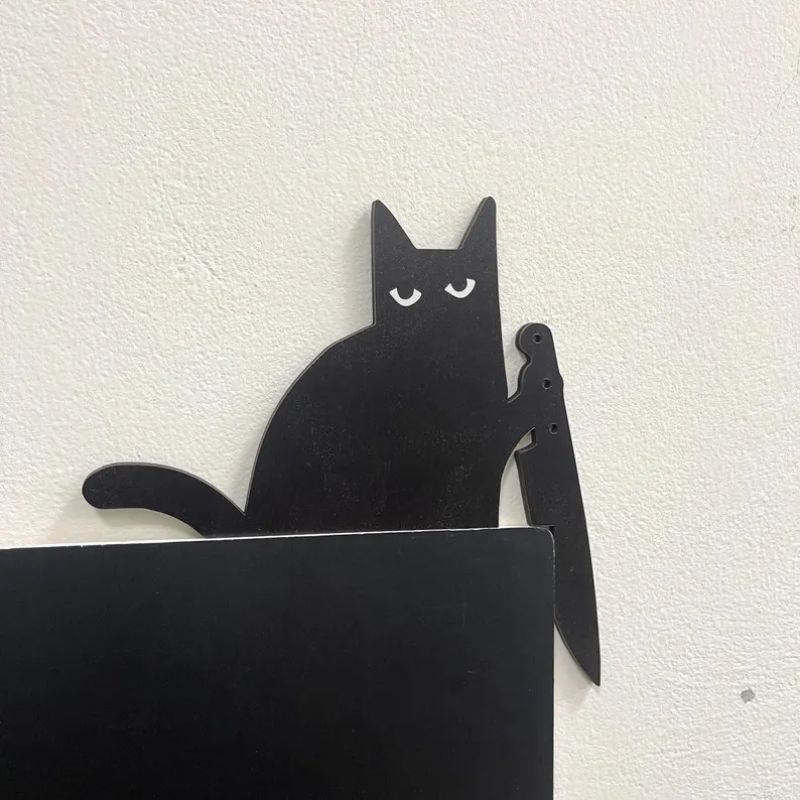 Knife & Cat Metal Door Topper DT005