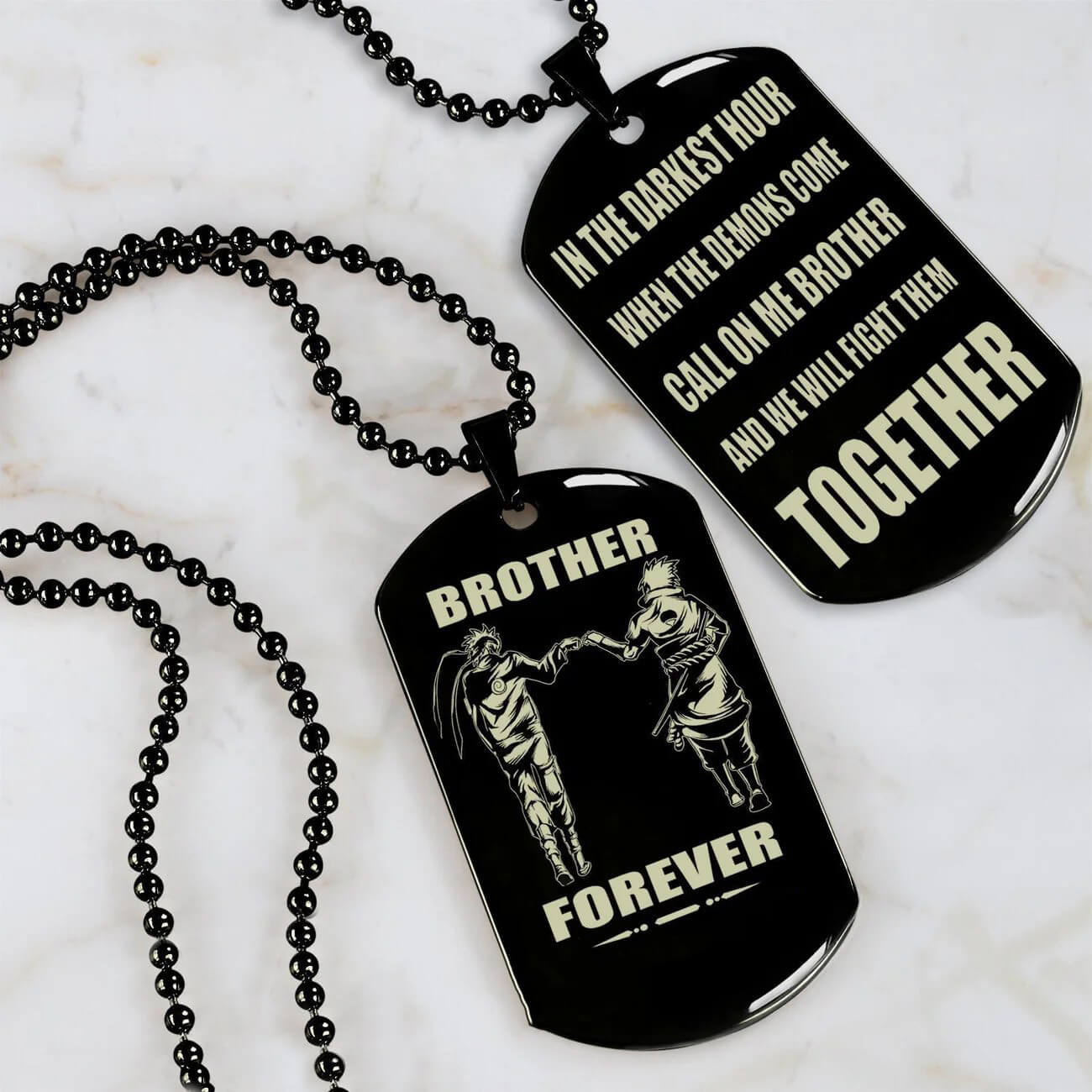 Viking Engraved Black Dog Tag - Double Sided Brother Forever Gift