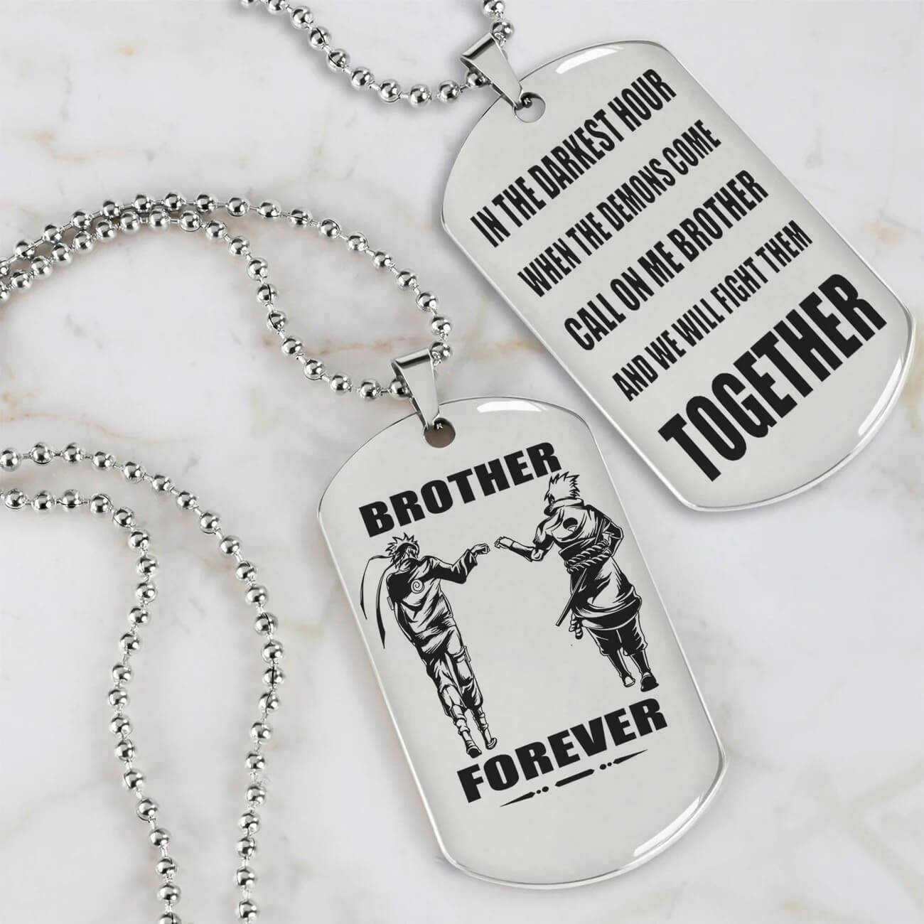 Viking Engraved Black Dog Tag - Double Sided Brother Forever Gift