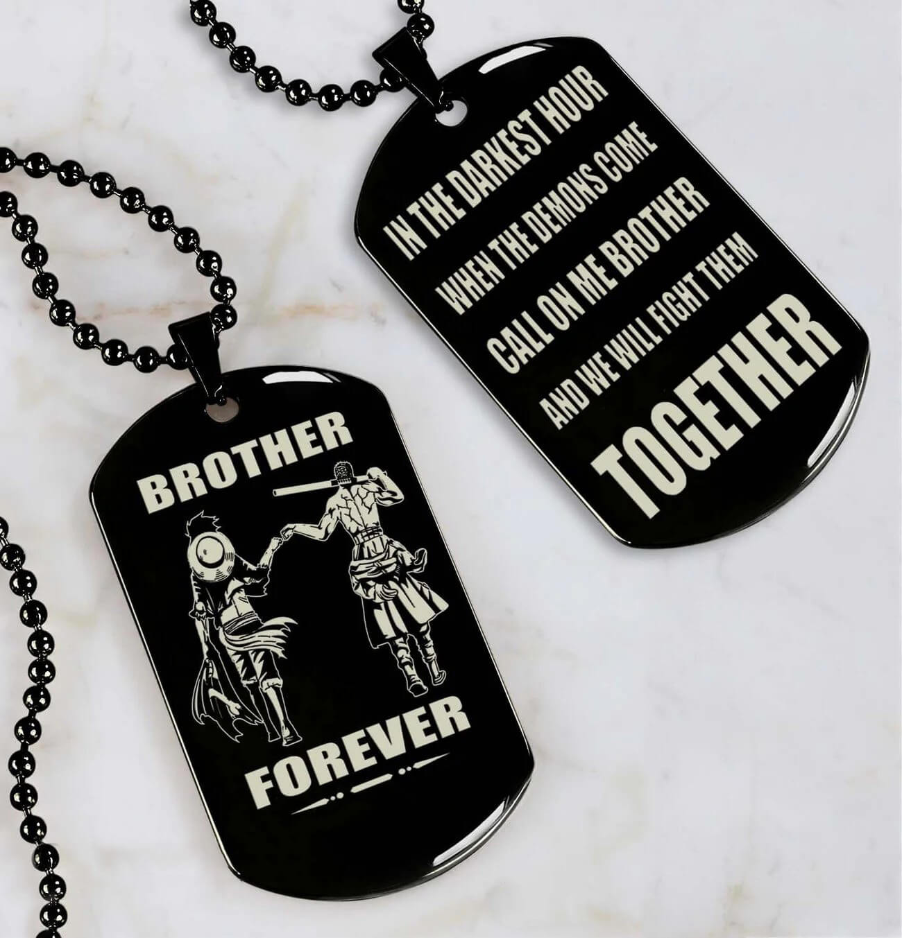 Viking Engraved Black Dog Tag - Double Sided Brother Forever Gift
