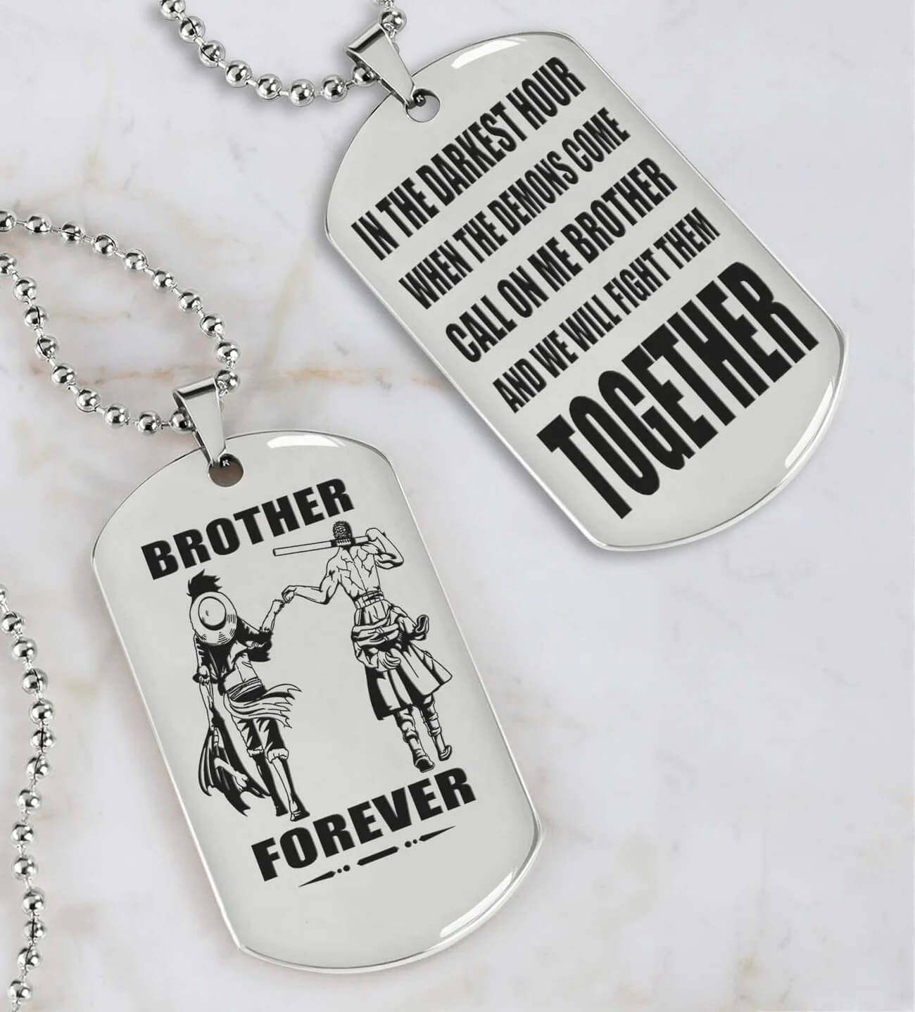 Viking Engraved Black Dog Tag - Double Sided Brother Forever Gift