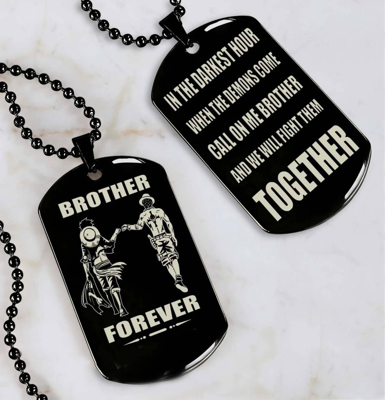 Viking Engraved Black Dog Tag - Double Sided Brother Forever Gift