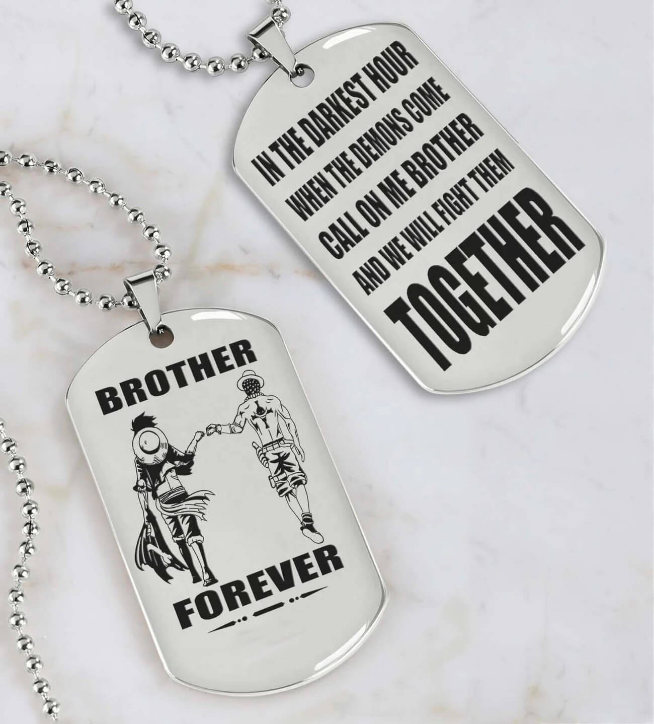 Viking Engraved Black Dog Tag - Double Sided Brother Forever Gift