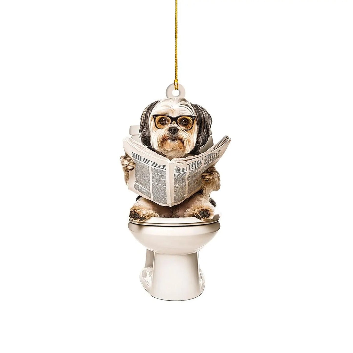 Havanese - Dog Sitting On Toilet Ornament OT005