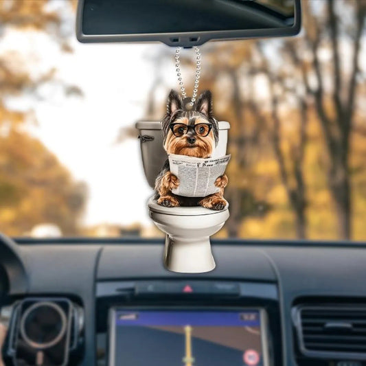 Yorkshire Terrier - Dog Sitting On Toilet Ornament  OT007