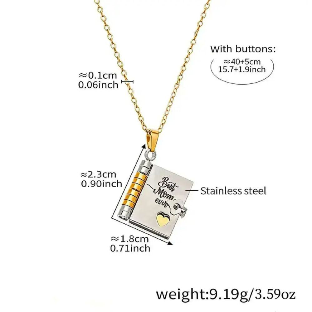 To My Incredible Mom - Mini Book Message Necklace