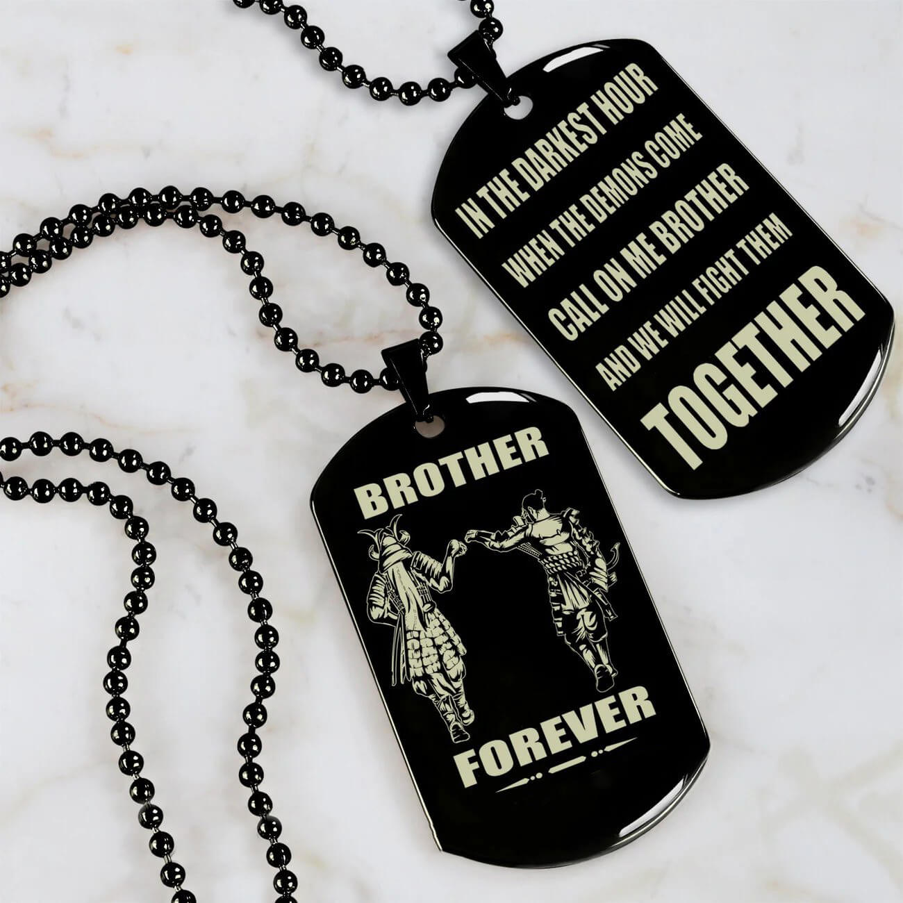 Viking Engraved Black Dog Tag - Double Sided Brother Forever Gift