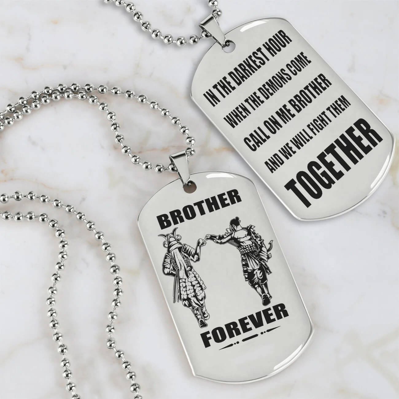 Viking Engraved Black Dog Tag - Double Sided Brother Forever Gift