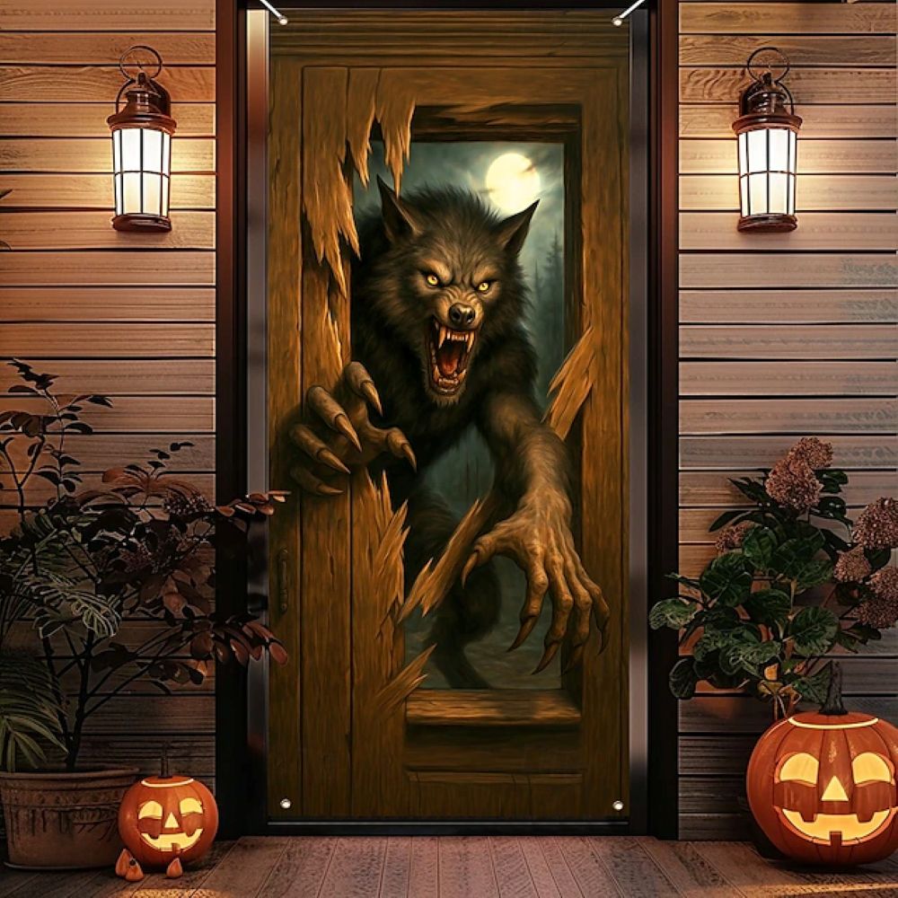 Halloween Spooky Door Covers Evil Demon Emerging SC014