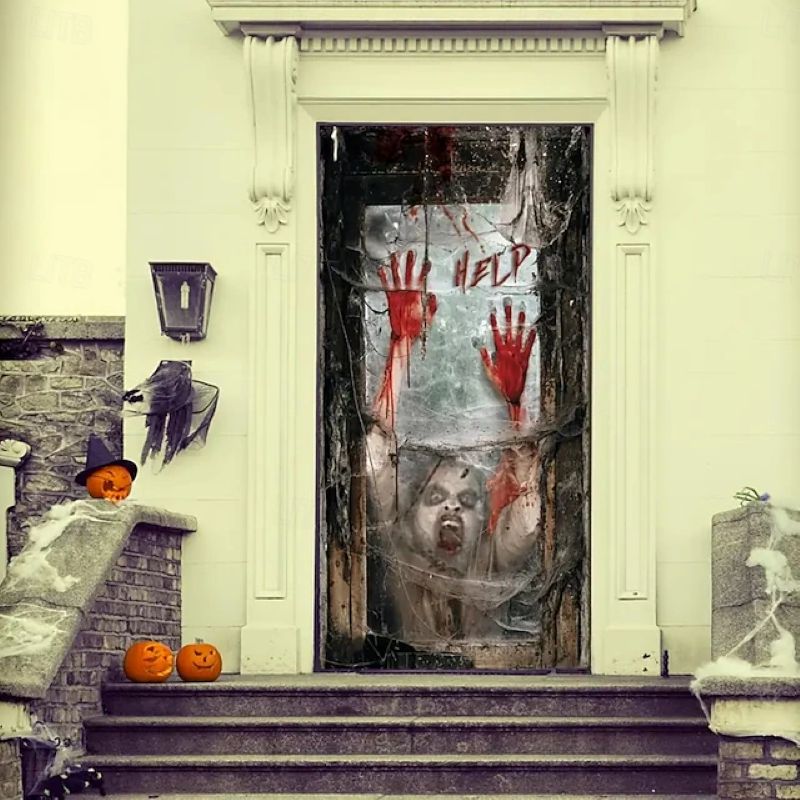 Halloween Spooky Door Covers Ghost Psychedelic Dark SC043