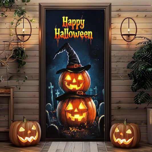 Halloween Spooky Door Covers Pumpkin SC054