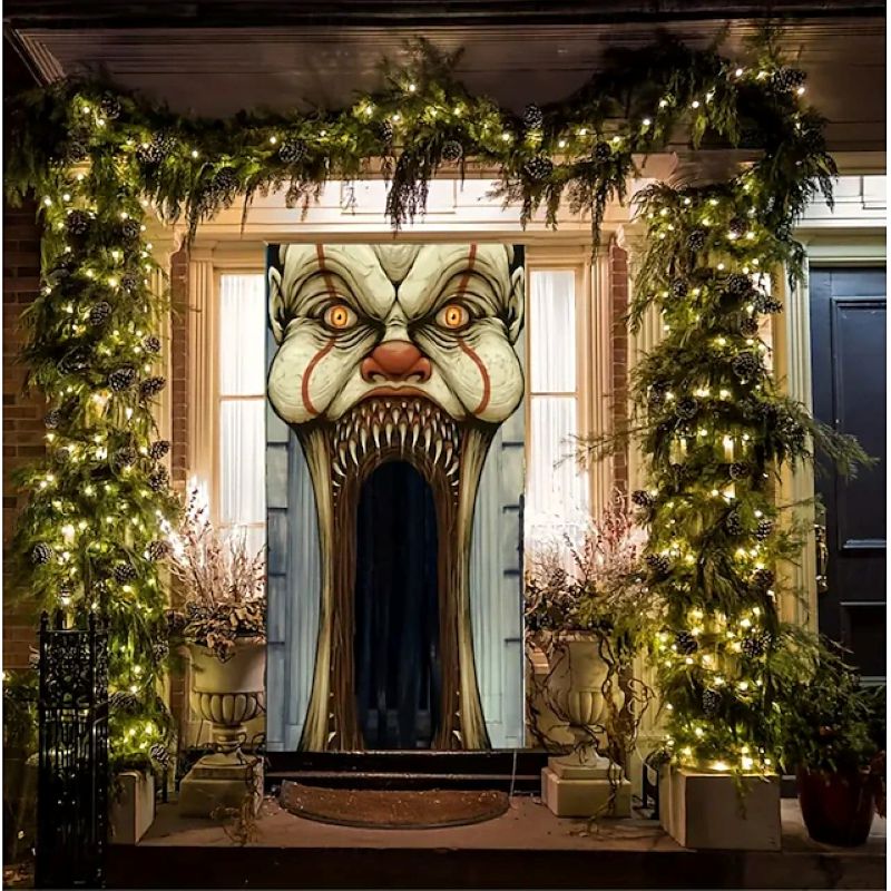 Halloween Spooky Door Covers Clown SC059