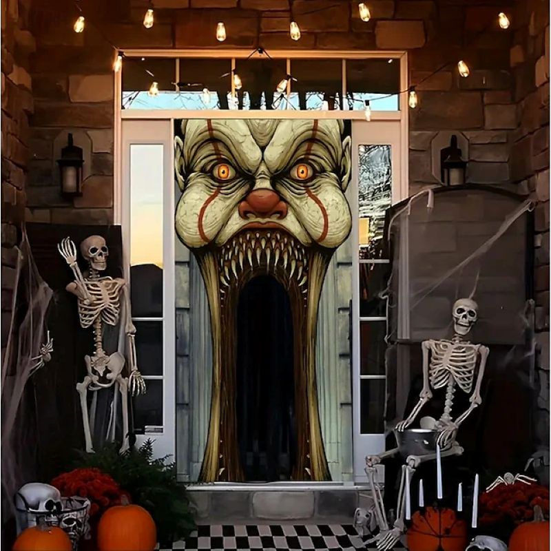 Halloween Spooky Door Covers Clown SC059