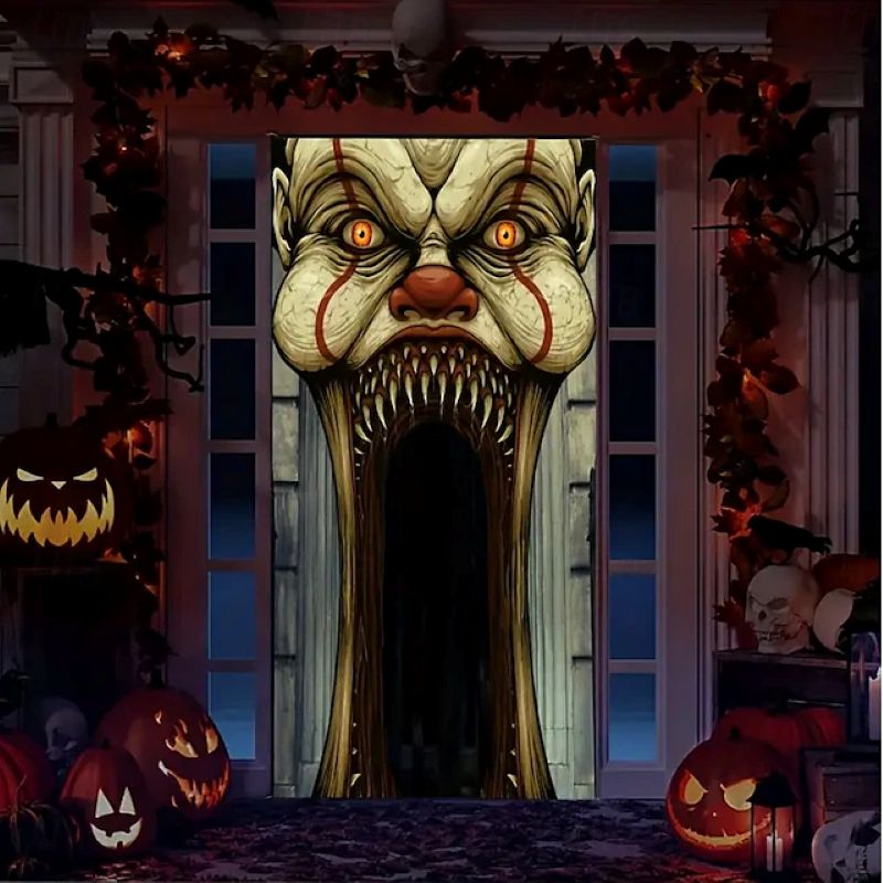 Halloween Spooky Door Covers Clown SC059