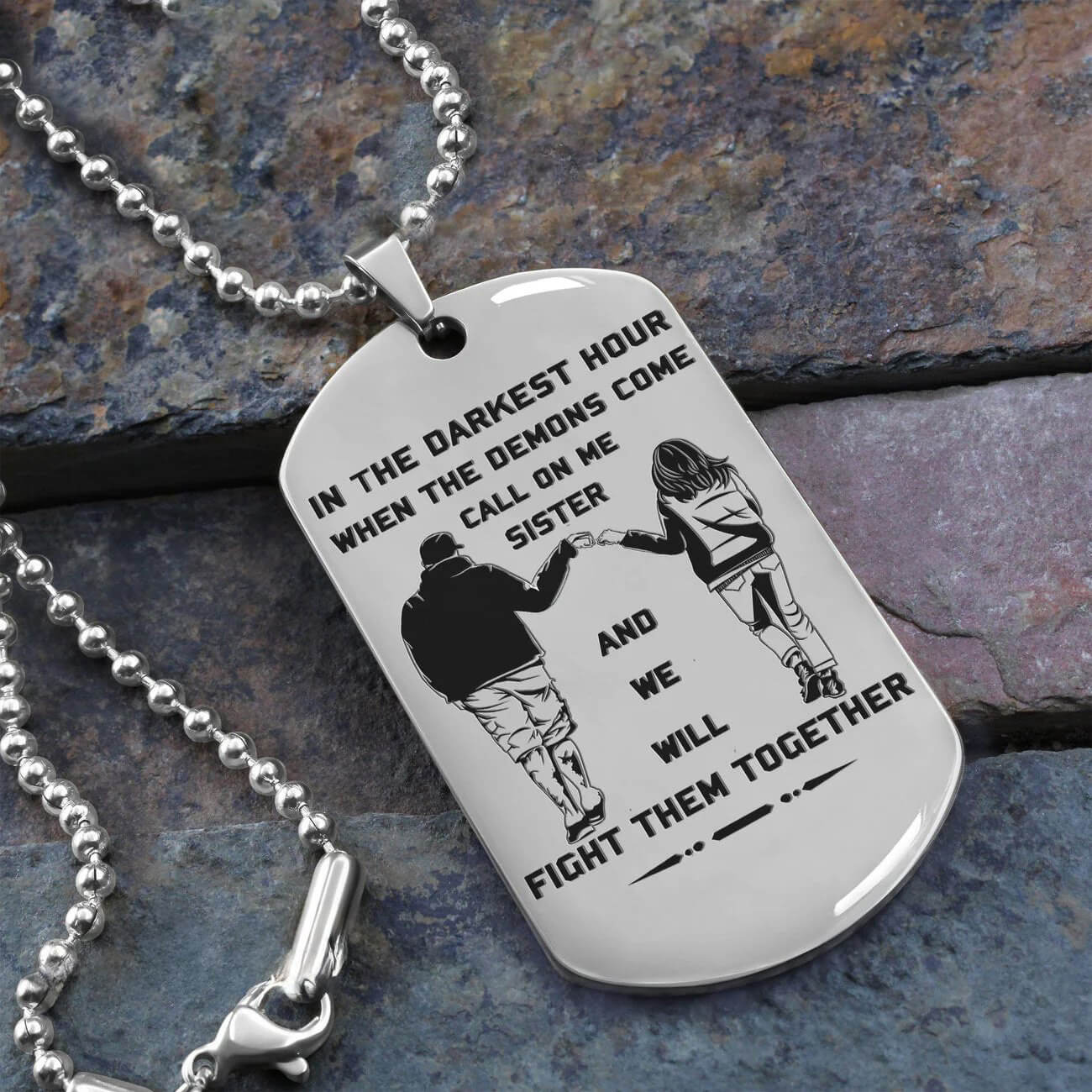Viking Engraved Black Dog Tag - Double Sided Brother Forever Gift