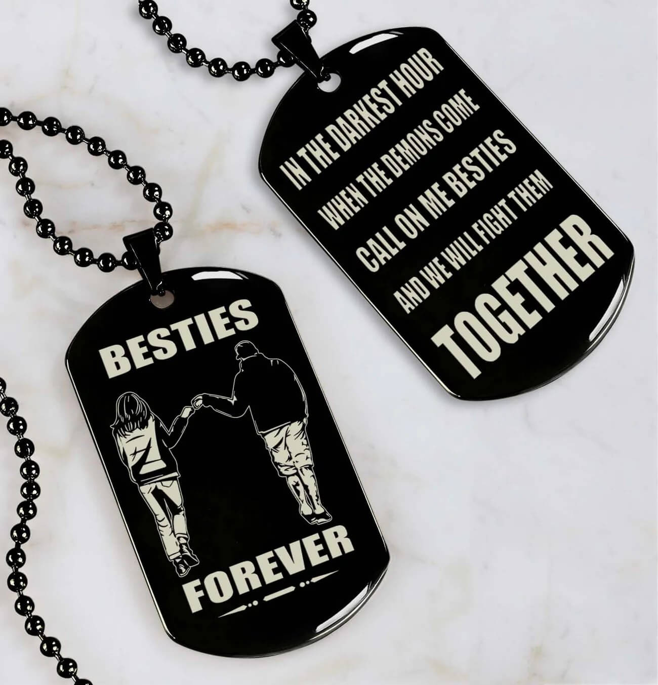 Viking Engraved Black Dog Tag - Double Sided Brother Forever Gift
