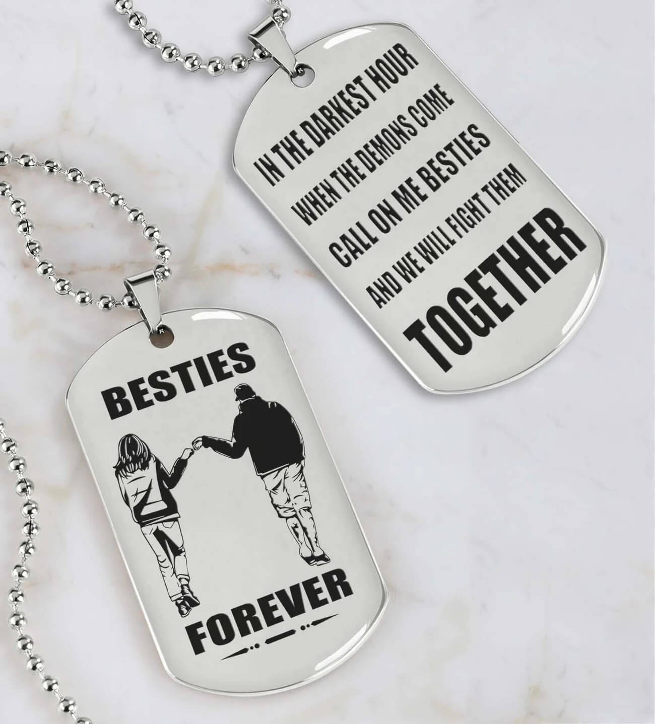 Viking Engraved Black Dog Tag - Double Sided Brother Forever Gift
