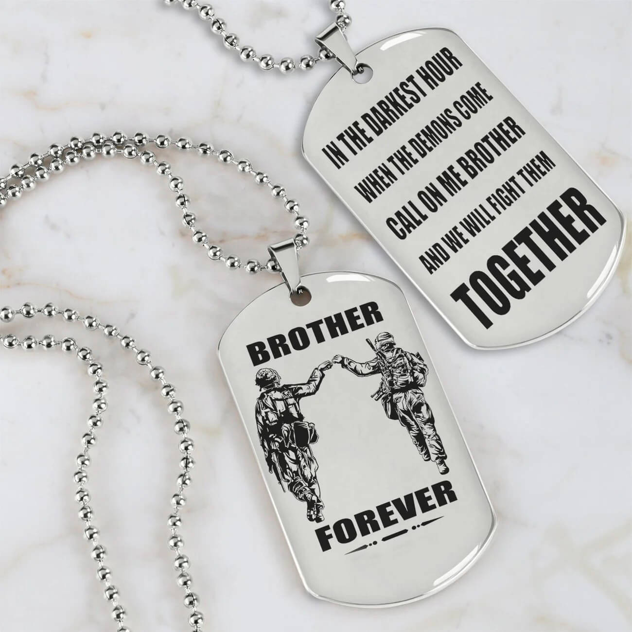 Viking Engraved Black Dog Tag - Double Sided Brother Forever Gift