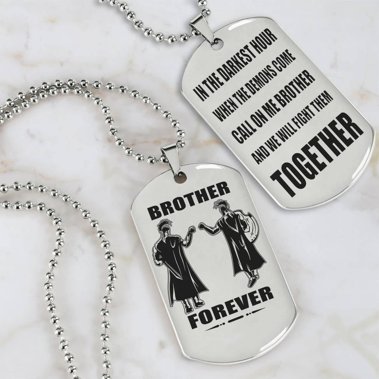 Viking Engraved Black Dog Tag - Double Sided Brother Forever Gift