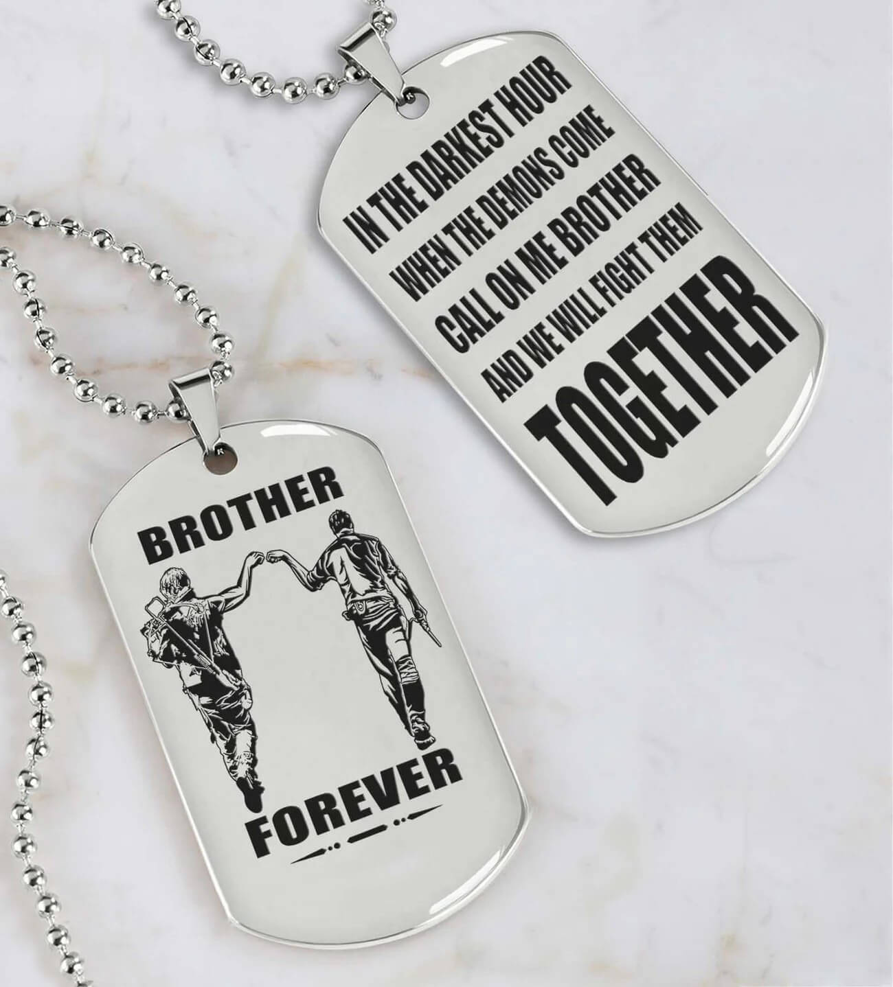 Viking Engraved Black Dog Tag - Double Sided Brother Forever Gift