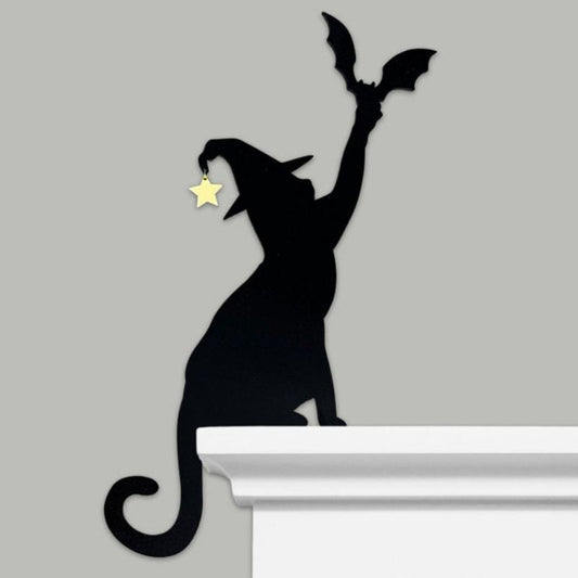 Witch Cat Metal Door Topper DT050