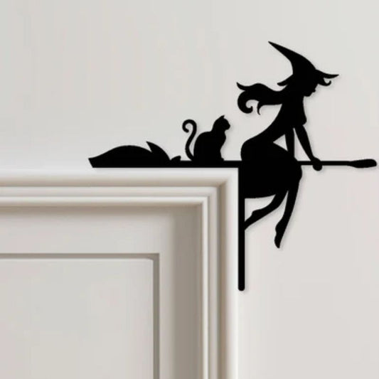 Witch & Cat Metal Door Topper DT049