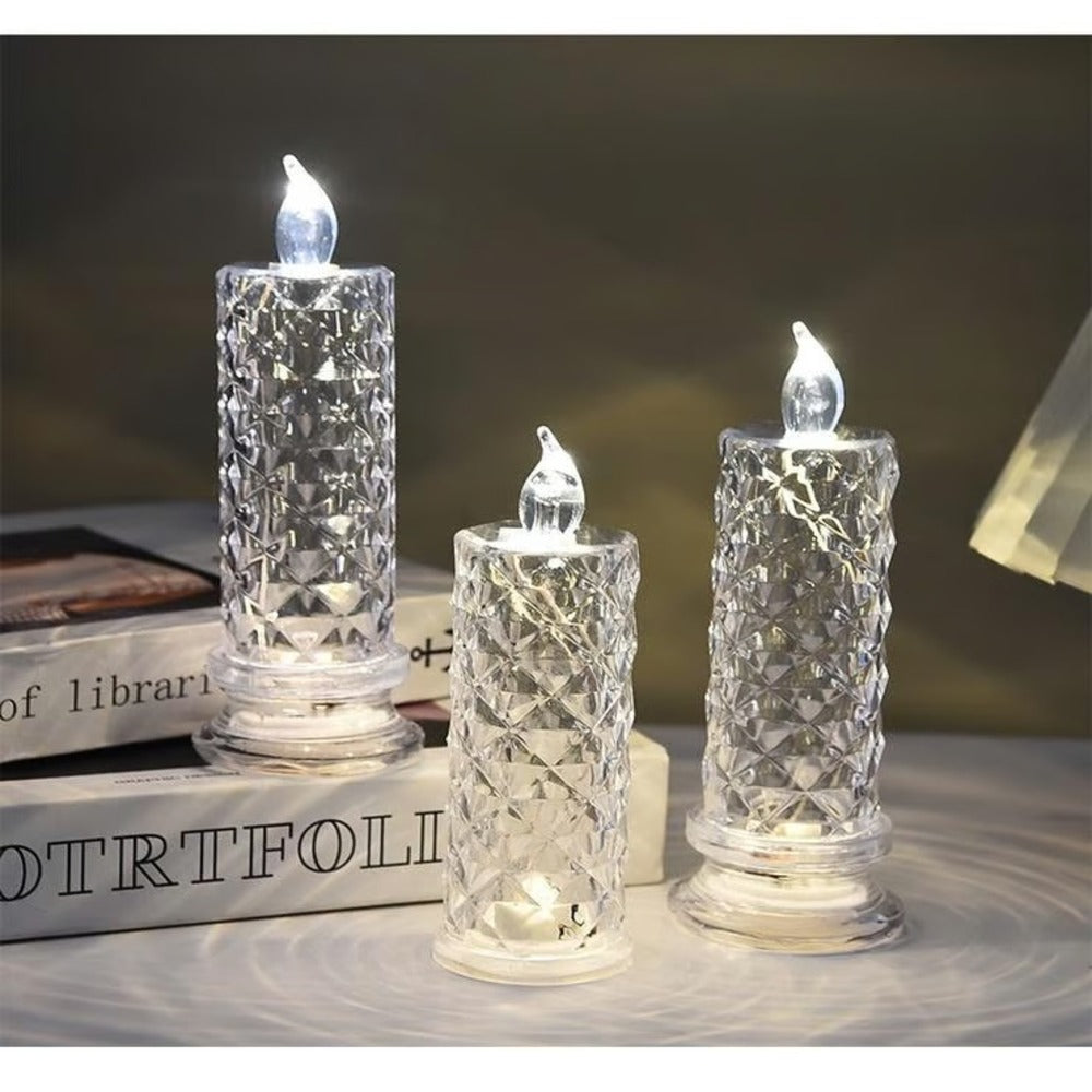 ✨🕯️LED Crystal Candle Lights 🌈Battery Operated