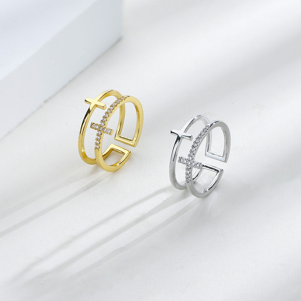 To My Daughter "Pray Through It" Twin Band Cross Ring