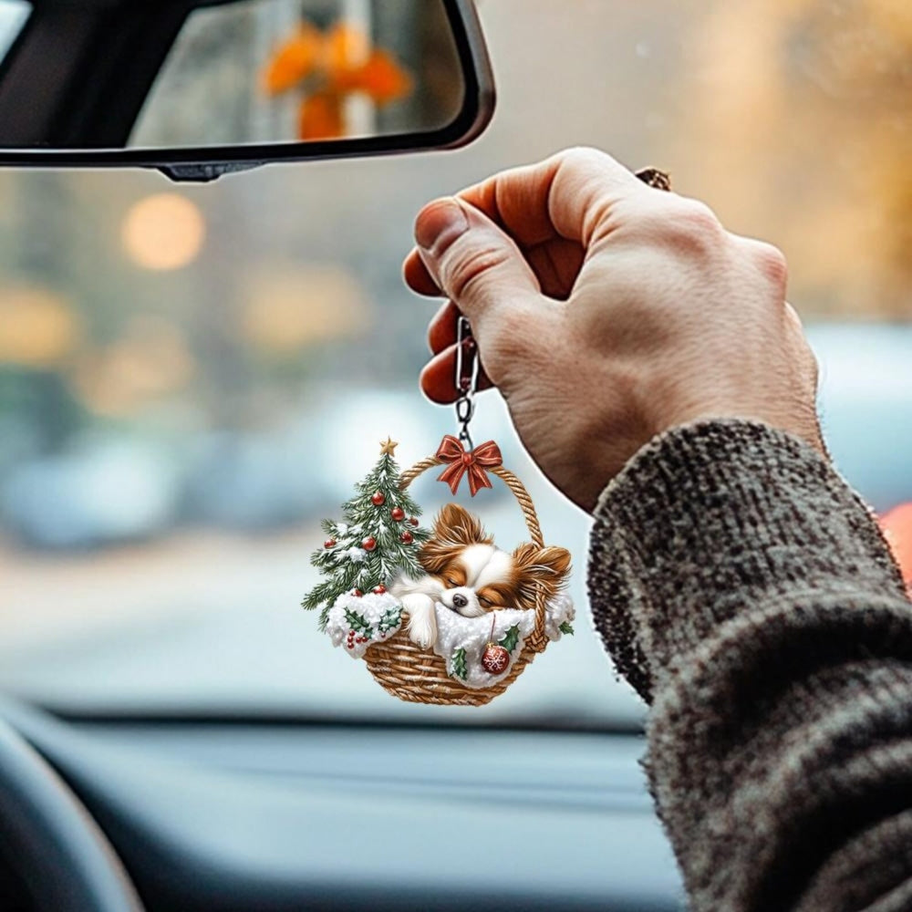 Papillon In Mini Basket Ornament - MB010